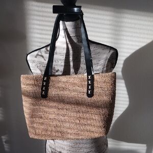 Annabel Ingall Tan and Black Woven Tote Bag